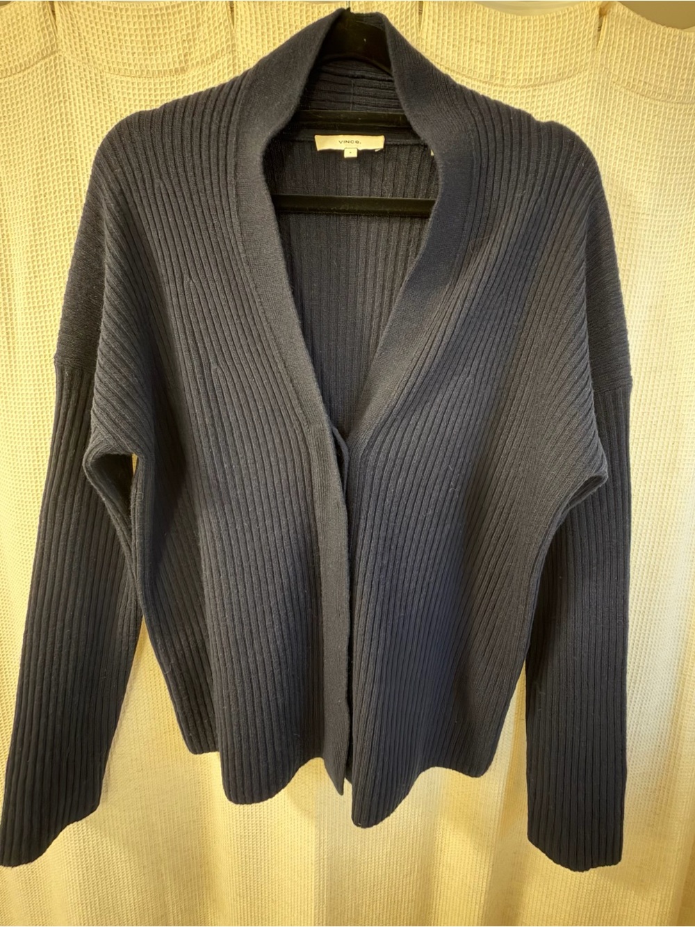 Vince Wool Cashmere Ribbed Button Cardigan Navy Small V636378366